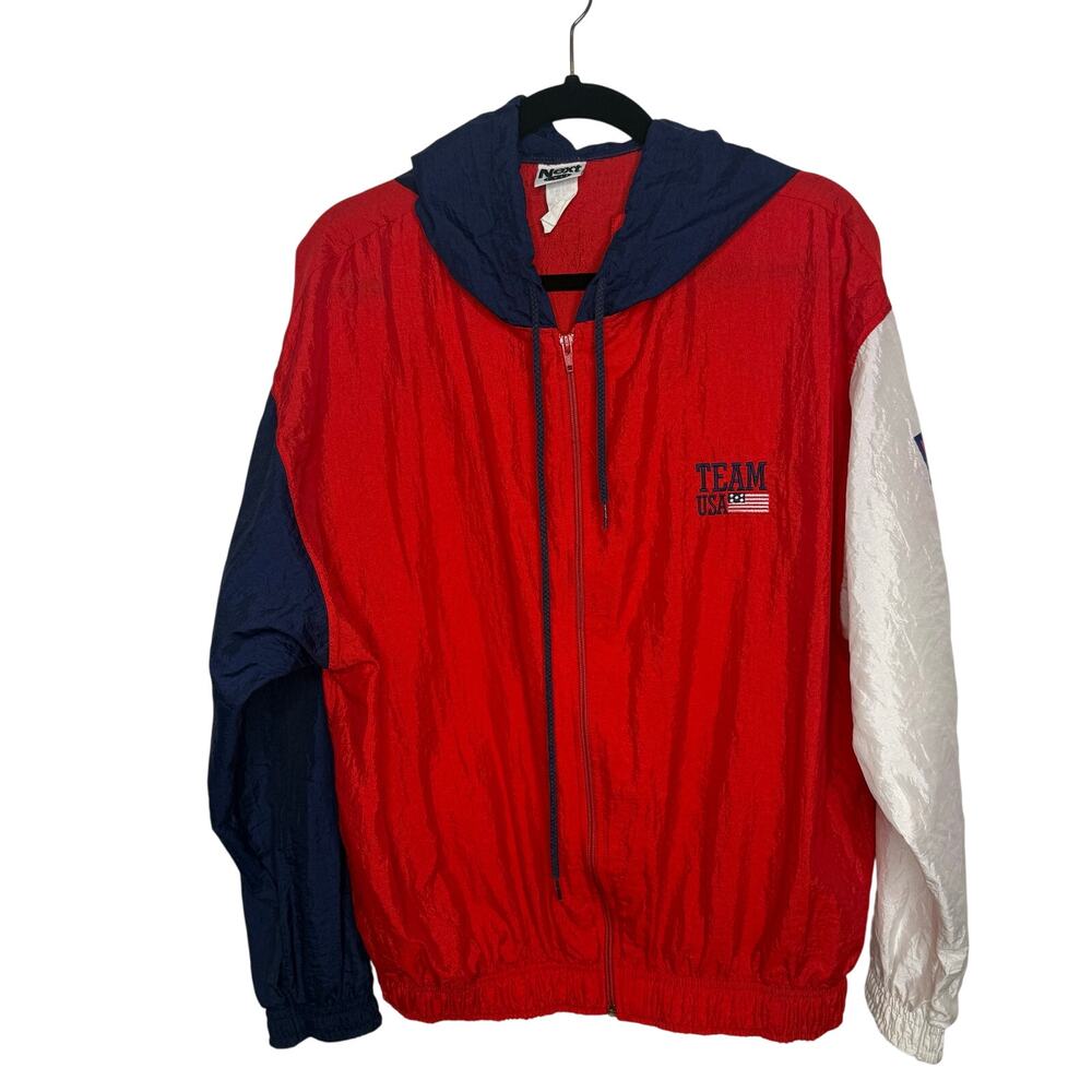 Vintage Next Exit Mens'Womens Red White and Blue Wind Breaker Size Large